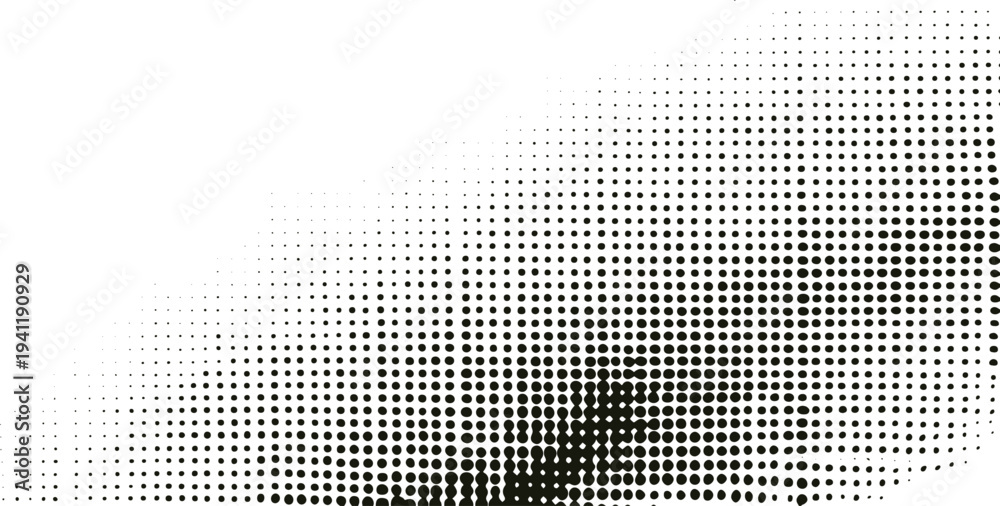 Fotografia Black dots pattern fading from dense to sparse on white background
