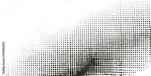 Black dots pattern fading from dense to sparse on white background