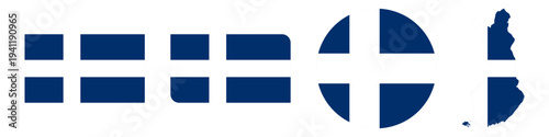 finland circular flag, finland rectangular flag, finland map flag flat icon