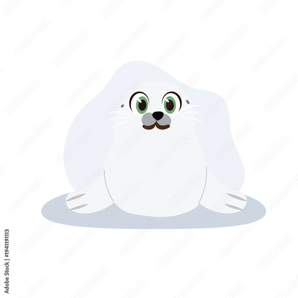 Fototapeta premium Baby Seal Illustration Cute Marine Mammal Cartoon in Minimal Style