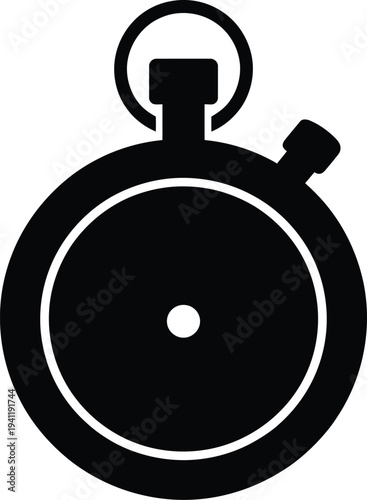 Black silhouette of a stopwatch with a ring for hanging timer time