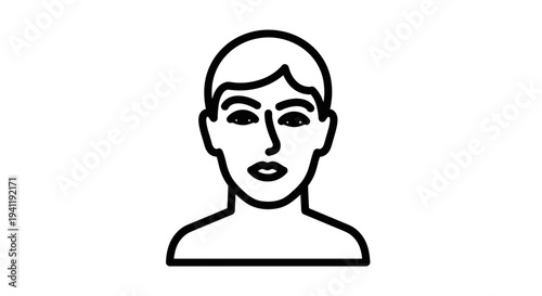Minimalist Line Art Human Avatar Profile Icon Representation for Digital Identity and User