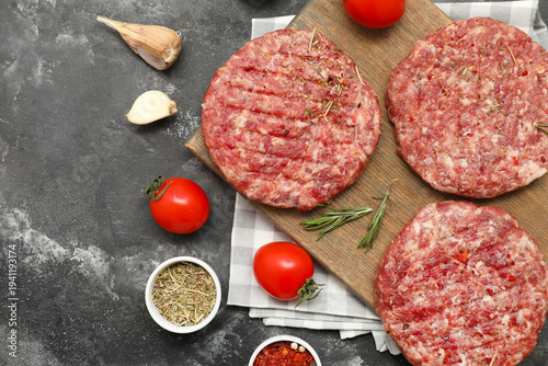 Cutting board with raw meat...