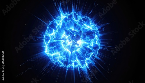 Glowing orb of light, emanating radiant energy against black backdrop