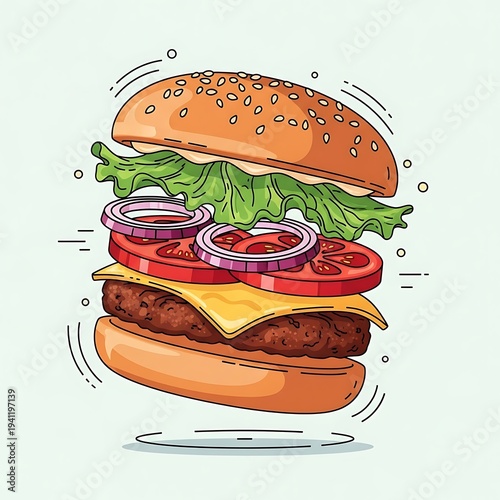 Delicious cheeseburger with fresh ingredients.