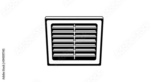 Minimalist monochrome vector icon of a rectangular ventilation grille for air conditioning systems