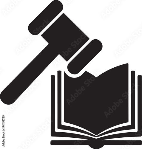 Lawyer gavel resting on an open law book vector illustration