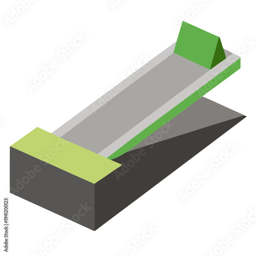 3D concrete curb slipform paver machine construction green yellow