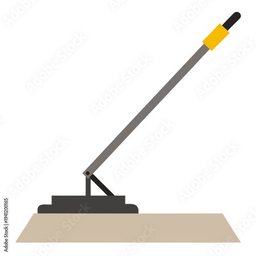 Construction trowel smoothing fresh concrete surface on site