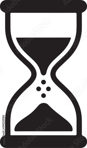 Simple black hourglass vector illustration on white background symbolizing time passage