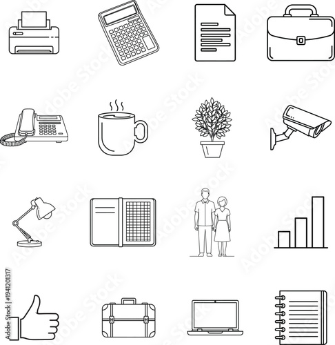 set of office icons