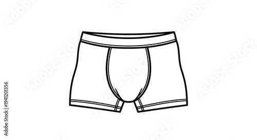 Minimalist black outline drawing of men's essential comfortable elastic waist boxer briefs apparel