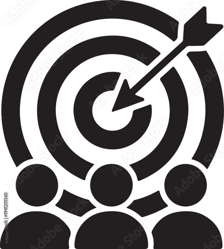 Team working together to achieve a common goal with a target