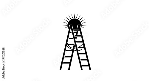 A symbolic image depicting a ladder reaching towards a shining sun, representing aspirations and