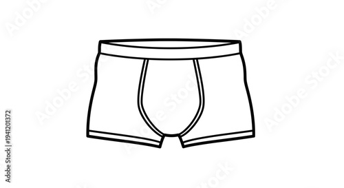 Minimalist line art illustration of men's everyday comfort boxer briefs undergarment design