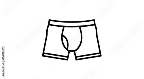 Minimalist black outline vector icon representing comfortable men's essential undergarment for