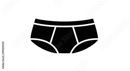 Minimalist black silhouette icon of classic men's briefs for various design applications