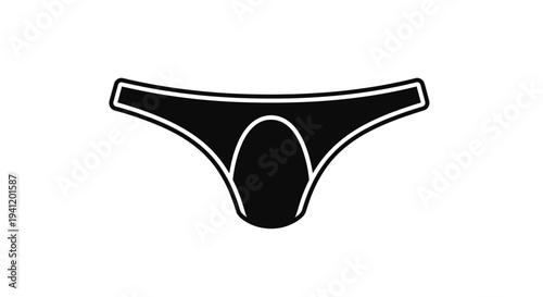 Stylish minimalist black thong underwear icon for intimate apparel designs and fashion concepts