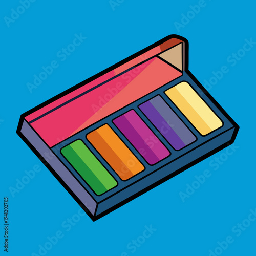 Vibrant cosmetic palette with five distinct colorful eyeshadows for beauty and style