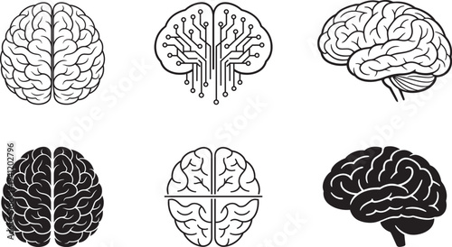 Wallpaper Mural Human Brain Symbols Intelligence Mind And AI Circuit Brain Vector Set Torontodigital.ca