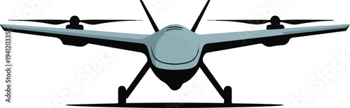 Modern combat drone vector illustration, military surveillance aircraft design.