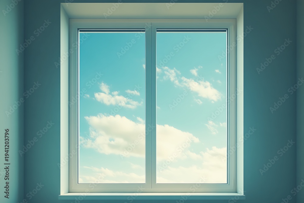 Fototapeta premium Serene window view of a clear sky