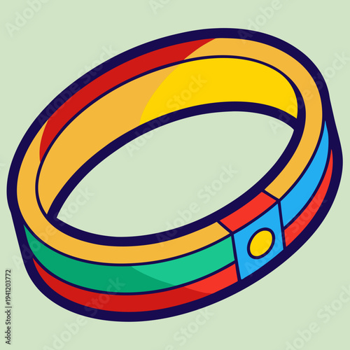 Vibrant striped bracelet featuring a unique clasp design on a soothing light green backdrop