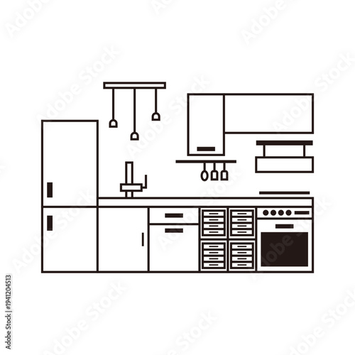 システムキッチンのアイコン キッチン設備・調理家電・リフォーム用 / System kitchen icon for renovation and equipment