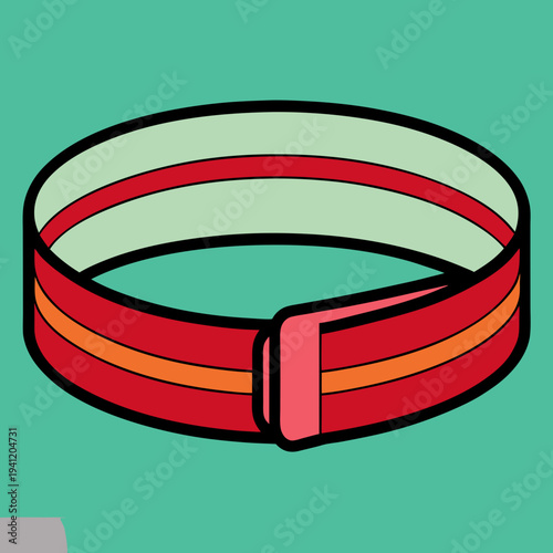 Stylish red striped collar or wristband illustration with a bold black outline