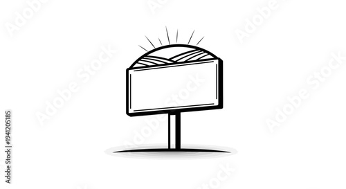 Minimalist roadside billboard illustration with rural landscape motif for custom messaging