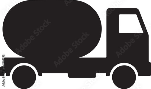 Tanker truck silhouette vector illustration for construction, fuel transport, logistics, industrial and delivery service concepts

