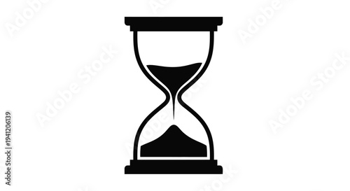 Simple black silhouette of an hourglass with sand partially filled