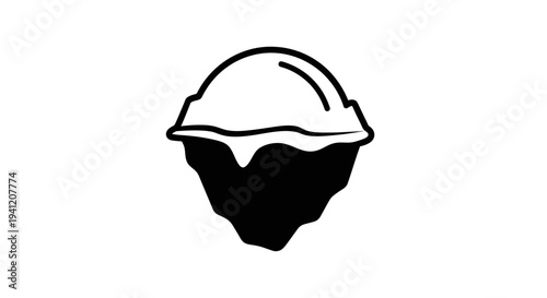 Monochromatic graphic of protective headgear symbolizing robust construction and deep-rooted