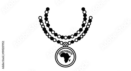 Symbolic Juneteenth beaded necklace featuring the African continent silhouette in a minimalist