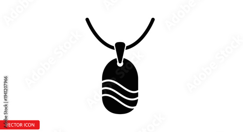 Elegant minimalist necklace icon with a distinctive oval pendant featuring a serene wavy pattern