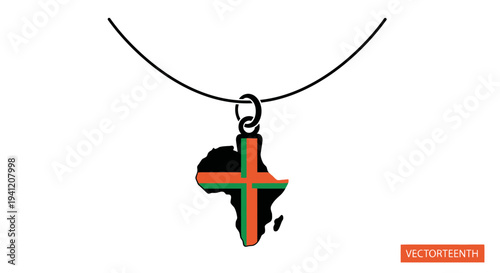 Elegant African continent pendant on a minimalist necklace design symbolizing heritage