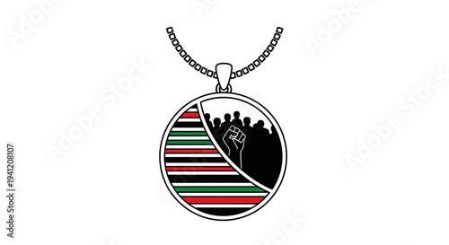 Distinctive pendant design symbolizing collective empowerment and unity through powerful imagery