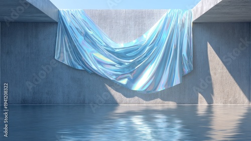 Abstract fabric on concrete backdrop