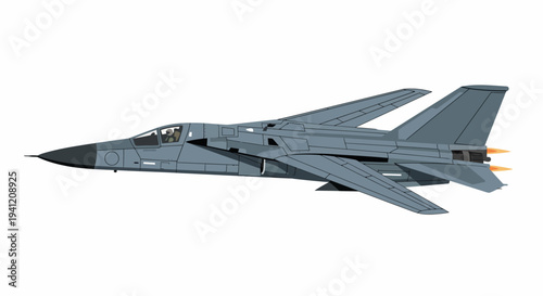 A military fighter jet flies through the air with missiles engaged.