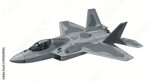 A gray military fighter jet flies through a clear sky with cockpit and wings visible