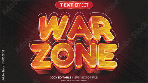 3d text effect war zone theme