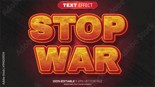 3d text effect stop war theme