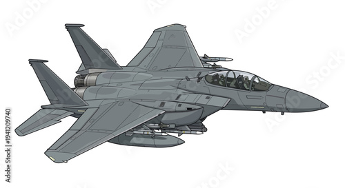 A fighter jet flies through the air with its wings spread wide