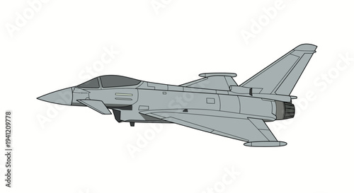 A gray military fighter jet flies through the air with wings and engines.