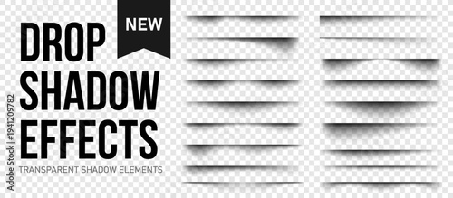 Realistic paper drop shadow and box floor line effect. Vector drop shadow elements on transparent background for sheet, card, flyer, packing, banner design.