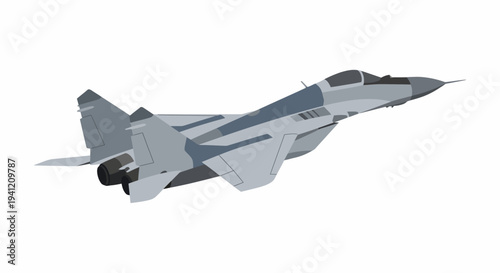 A sleek fighter jet in flight, showcasing its aerodynamic design and powerful engines from a side viewpoint