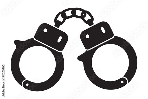 Police handcuffs icon black silhouette vector on white background 