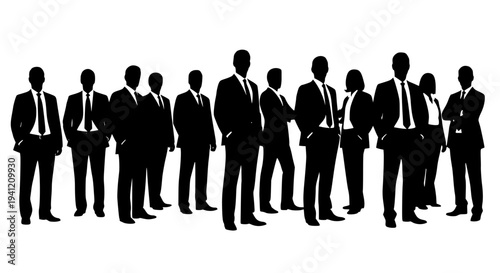 Businesspeople standing in a line wearing formal attire and ties featuring professionals, office workers, corporate