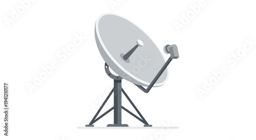 Satellite dish illustration on a tripod stand viewed from the side