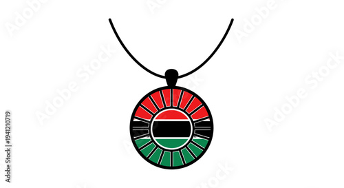 Vibrant Pan-African inspired pendant necklace featuring a powerful emblem of unity and heritage